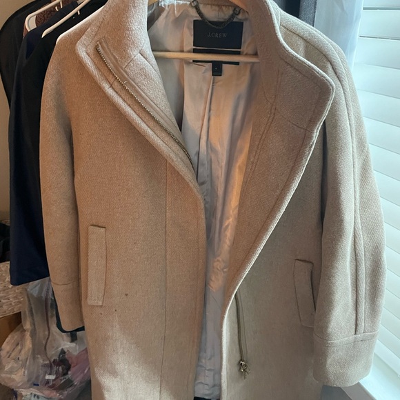 J. Crew Stadium Cloth by Nello Gori Cocoon Wool Women's Full Zip Coat in Sand - Picture 6 of 7